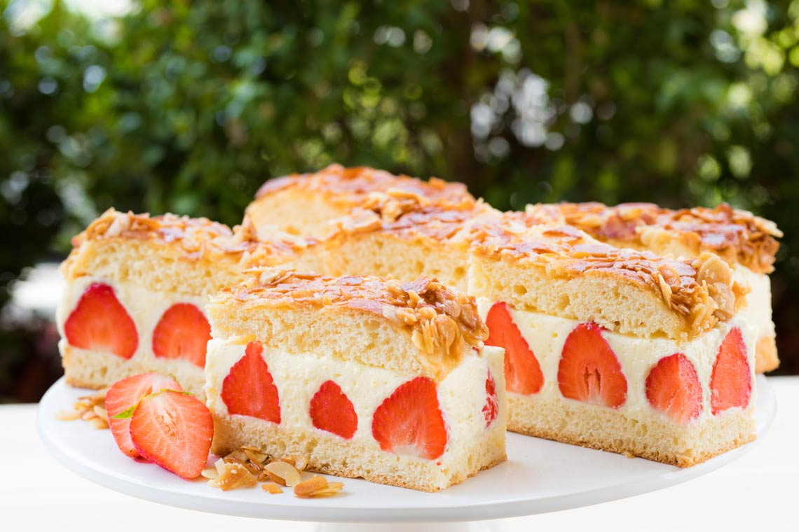 Wurzers Erdbeeren Bodensdorf Wieselburg Mostviertel Niederösterreich Bienenstich Rezept