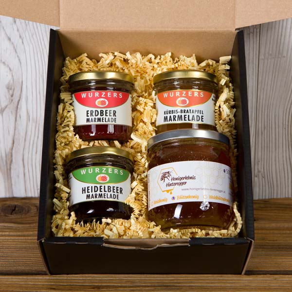 Wurzers Geschenkpackung Geschenkkarton Guten Morgen Marmelade Honig