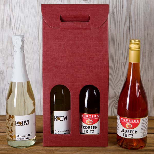 Wurzers Geschenpackung Geschenkkarton Mädelsabend Erdbeer Frizz Kolm Muscatello Frizzante Prosecco