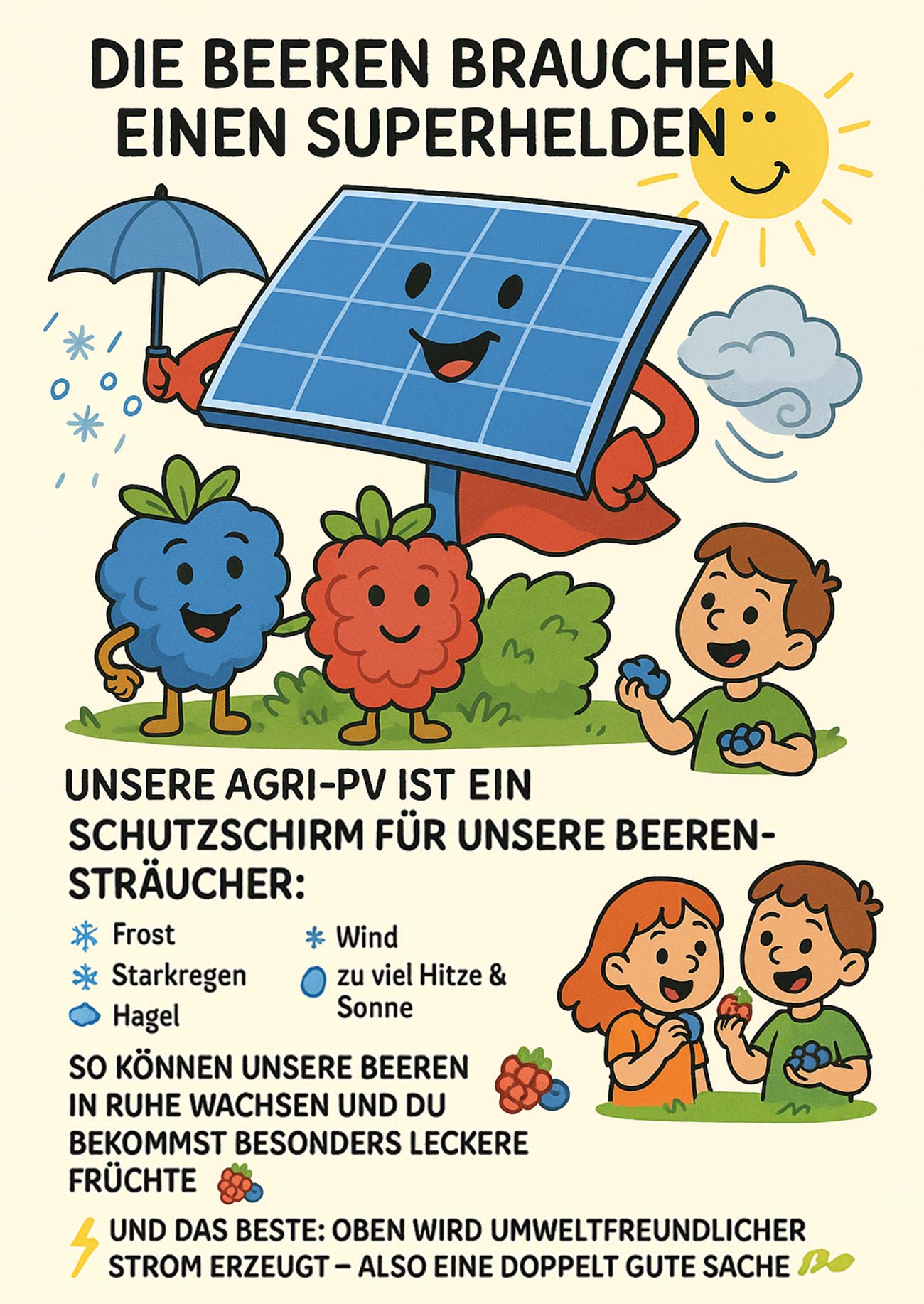 Die Beeren brauchen einen Superhelden: Wurzers Agri-PV für Heidelbeeren, Himbeeren und Brombeeren in Bodensdorf bei Wieselburg